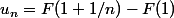 u_n = F(1 + 1/n) - F(1)
